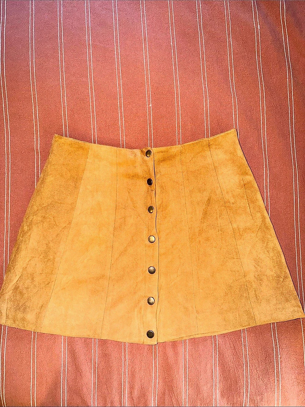 Altar’d state Mini Button-Front Skirt in Brown Size Large
